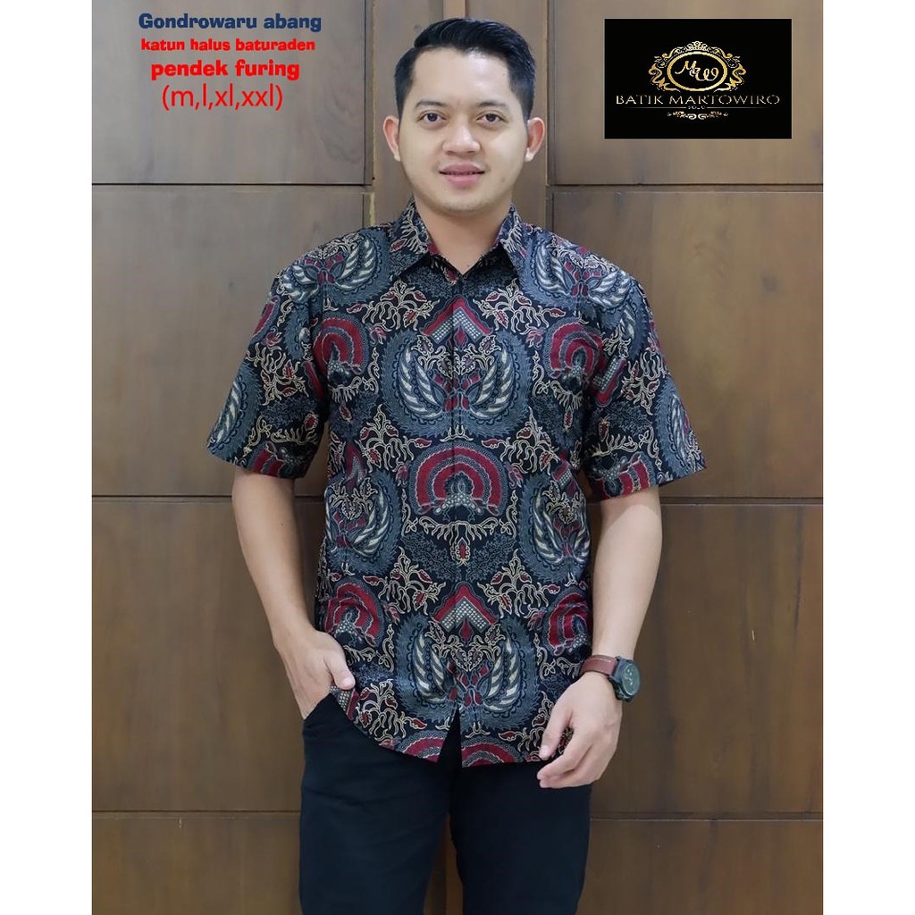 GONDROWARU ABANG kemeja batik pria lengan PENDEK terbaru ORIGINAL BY MARTOWIRO