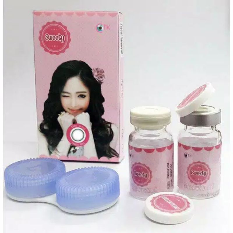 ORIGINAL SOFTLENS DIAMETER  14.5 SWEETY STRAWBERRY Softlens lensa  Sweety Strawberry PLANO NORMAL Soflen strawberry ORIGINAL