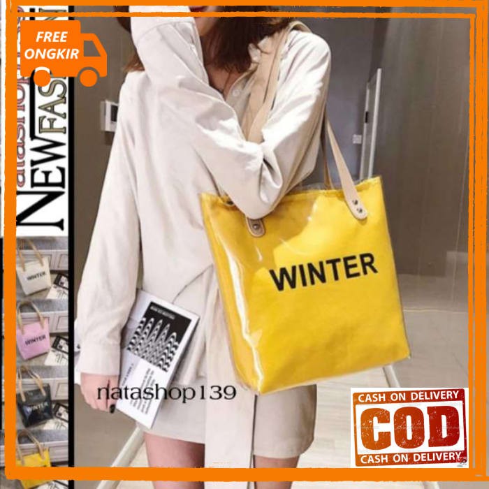 BARU Winter Tren Jelly Bening Tas Fashion Wanita Tas Tote PVC Transparan Resleting READY STOK