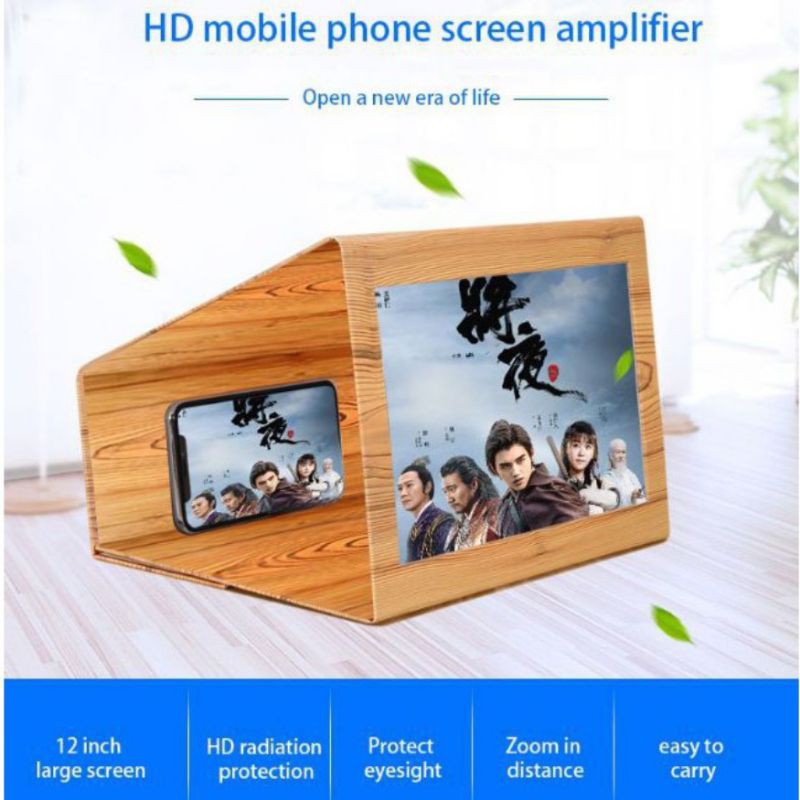 ENLARGE SCREEN 3D MINI BIOSKOP 3D KACA PEMBESAR LAYAR SMARTPHONE LAYAR 12 INCHI KUALITAS PREMIUM