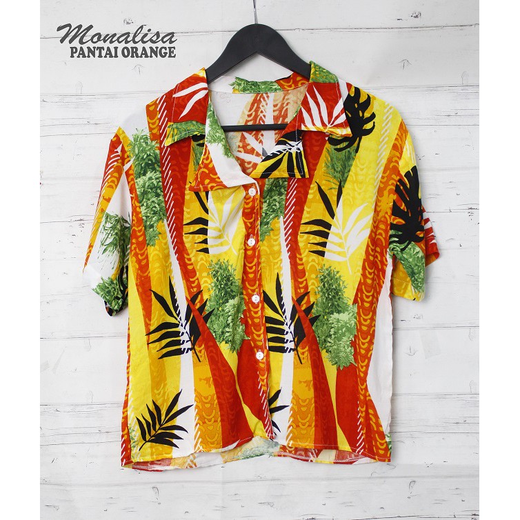 FORTGLASS MONALISA PANTAI Baju Wanita Kemeja Hawai Bali FORTGLASS MONALISA PANTAI Baju Wanita Kemeja Hawai Bali
