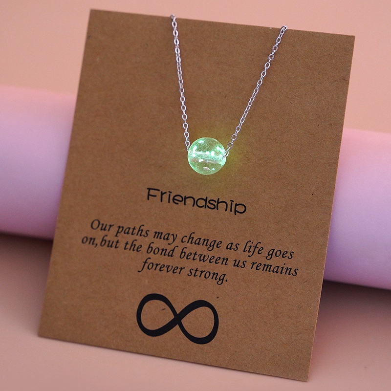 Kalung Rantai Liontin Bintang Hati luminous Warna silver Untuk Pria Dan Wanita