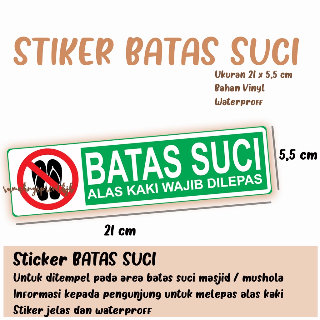 

21 X 5,5 CM STIKER STICKER BATAS SUCI UNTUK MASJID - MUSHOLA HIJAU HITAM