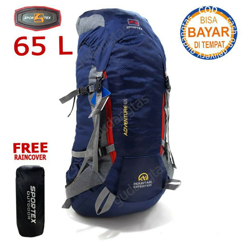 TAS GUNUNG SPORTEX TAS CERRIR TAS HIKING 65L HITAM ABU 0207