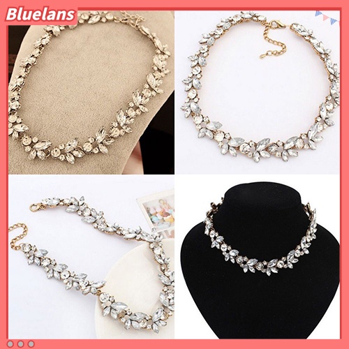 Bluelans Kalung Choker Liontin Bunga Kristal Gaya Vintage Untuk Wanita