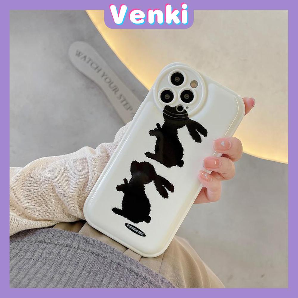 iPhone Case Silicone Soft Case Airbag Shockproof Protection Camera Black Rabbit Cartoon Cute Compatible For iPhone 11 Pro Max 13 Pro Max 12 Pro Max 7Plus xr XS Max