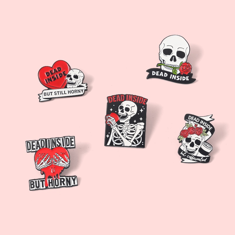 Bros Pin Enamel Bentuk Tengkorak Mawar 5 Gaya Untuk Hadiah Teman