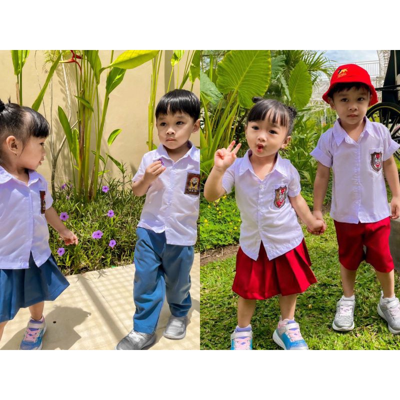 SAOIRSE'S Seragam Nasional - Setelan Kostum Seragam Sekolah Anak Perempuan Laki-Laki Balita 1-7 Th
