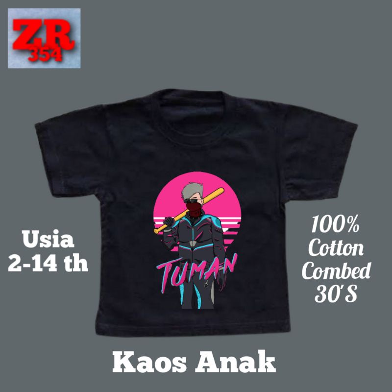 Baju anak kaos TUMAN game FREE FIRE logo tshirt game E-SPORT hitam kaos e-sport oversize lokal kaos 
