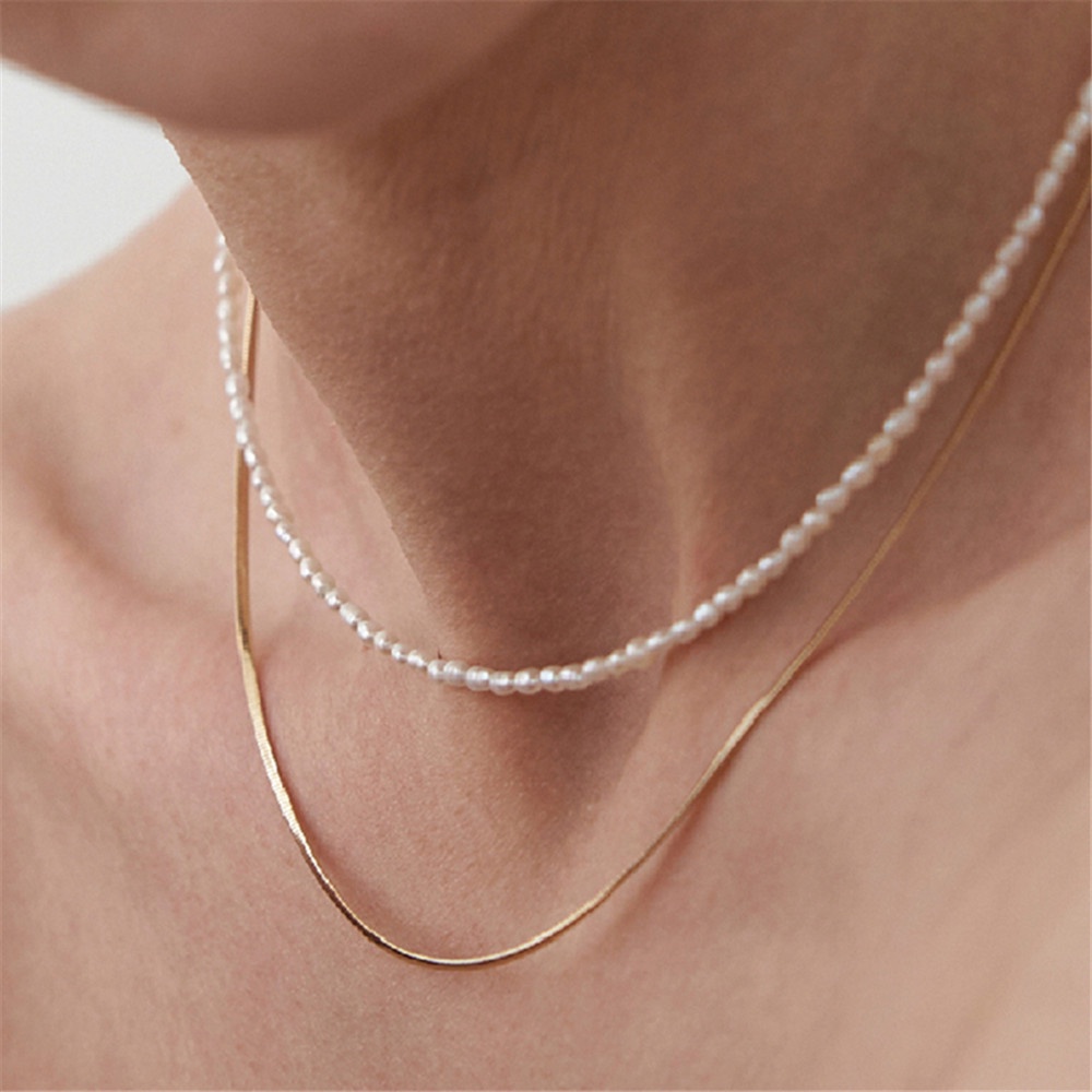 【COD Tangding】Simple Personality Smooth Snake Chain Necklace Trendy Net Celebrity INS Fine Neck Chain Fashion Niche Clavicle Chain