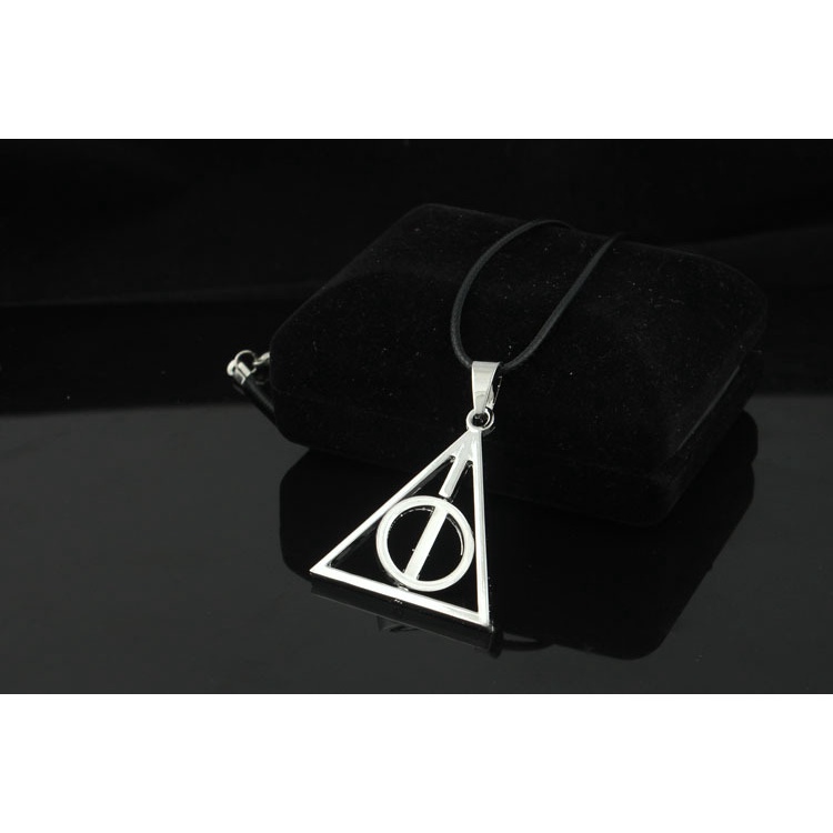 T399 Harry Potter kalung Luna horn Deathly Hallows diputar kalung liontin hip hop