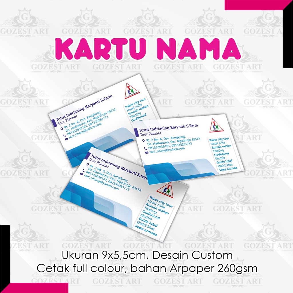 

Cetak Kartu Nama 1 sisi 2 sisi desain custom Perusahaan Kantor Olshop Online Shop