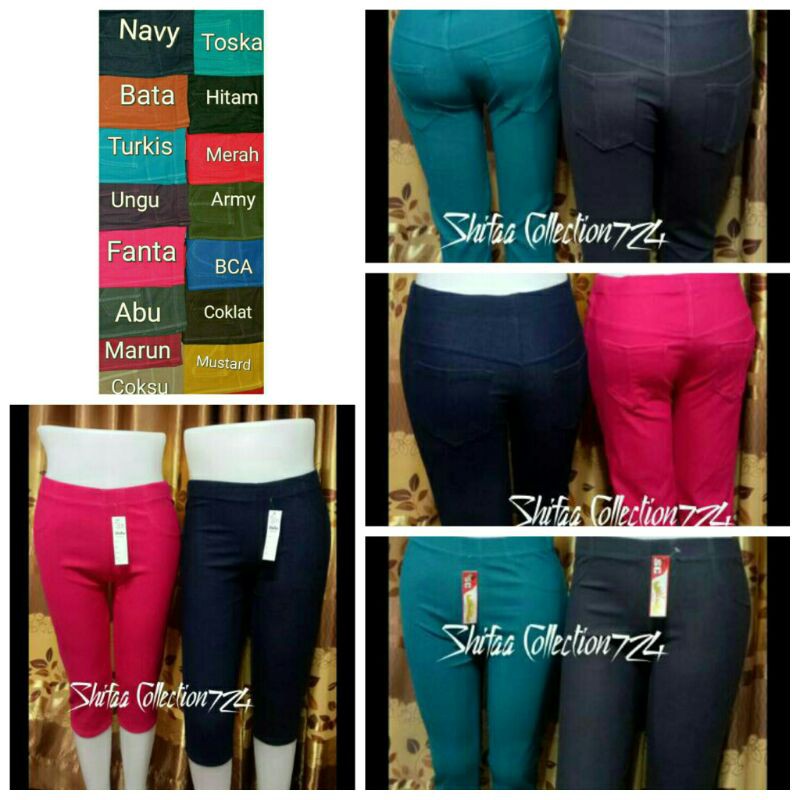 Celana Pendek Wanita Dewasa / Celana Legging Murah / Celana Leging Denim / Celana Leging Pendek 7/8 (BB 40-60 Kg - Dewasa)