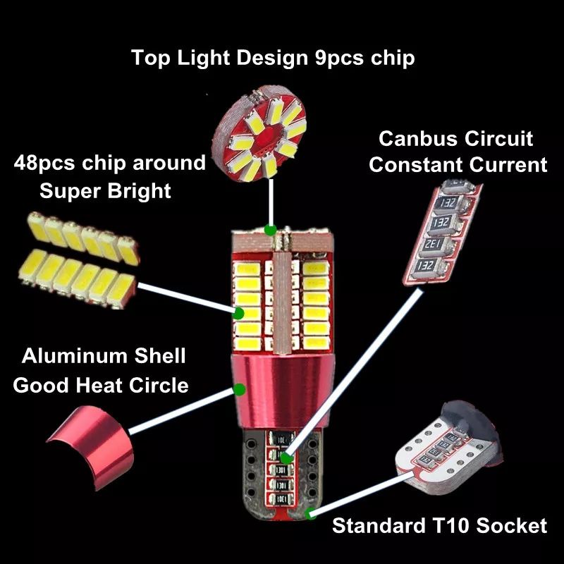 Lampu LED T10 Canbus 57 Smd sen senja rem super bright