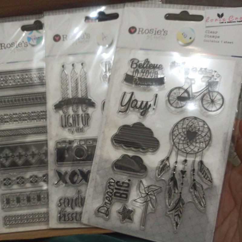 

SALE LC Rosie's Studio Clear Stamps Transparent Stamps / Ink Pad Inkpad / Acrylic Block Stamp Scrapbook DIY