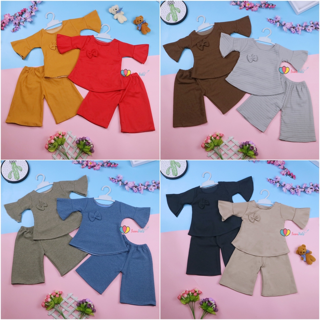 Setelan Lucy uk 3-4 Tahun / Baju Anak Perempuan Set Atasan Bawahan Balita Blouse Kulot Balita Cewek