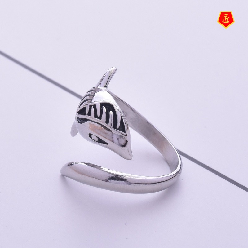 [Ready Stock]Fashion Creative Personality 925 Silver Shark Ring