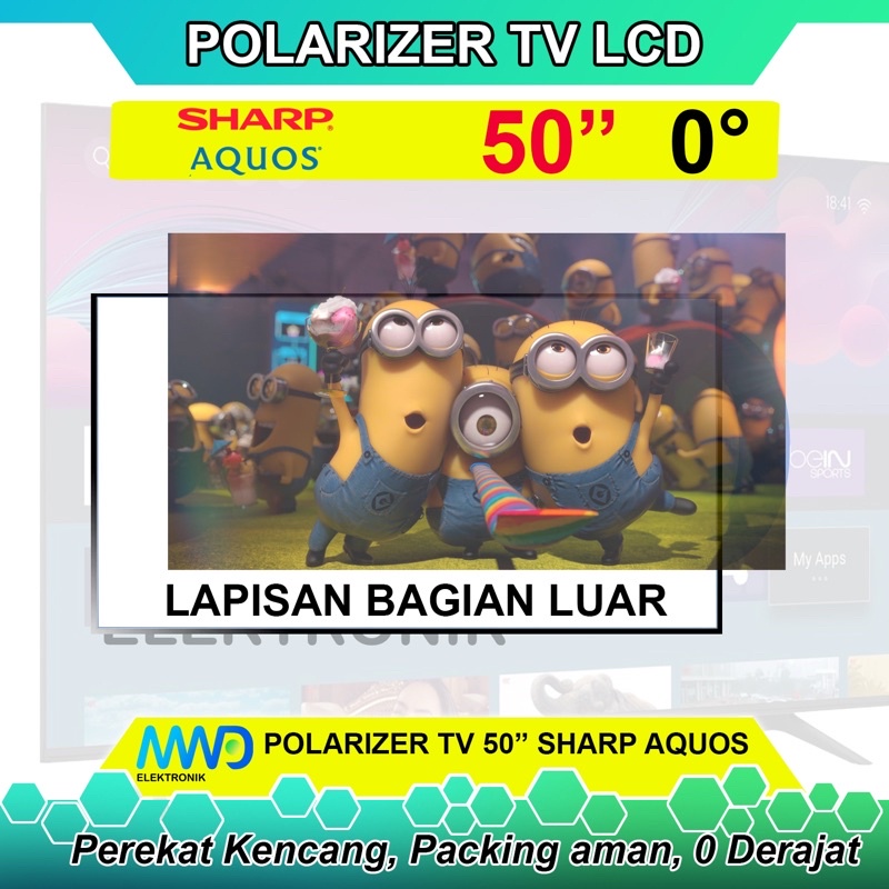 POLARIZER TV LED SHARP AQUOS 50 INCH 0 DERAJAT POLARIS POLARISER TV LCD LAPISAN PLASTIK LUAR INC IN