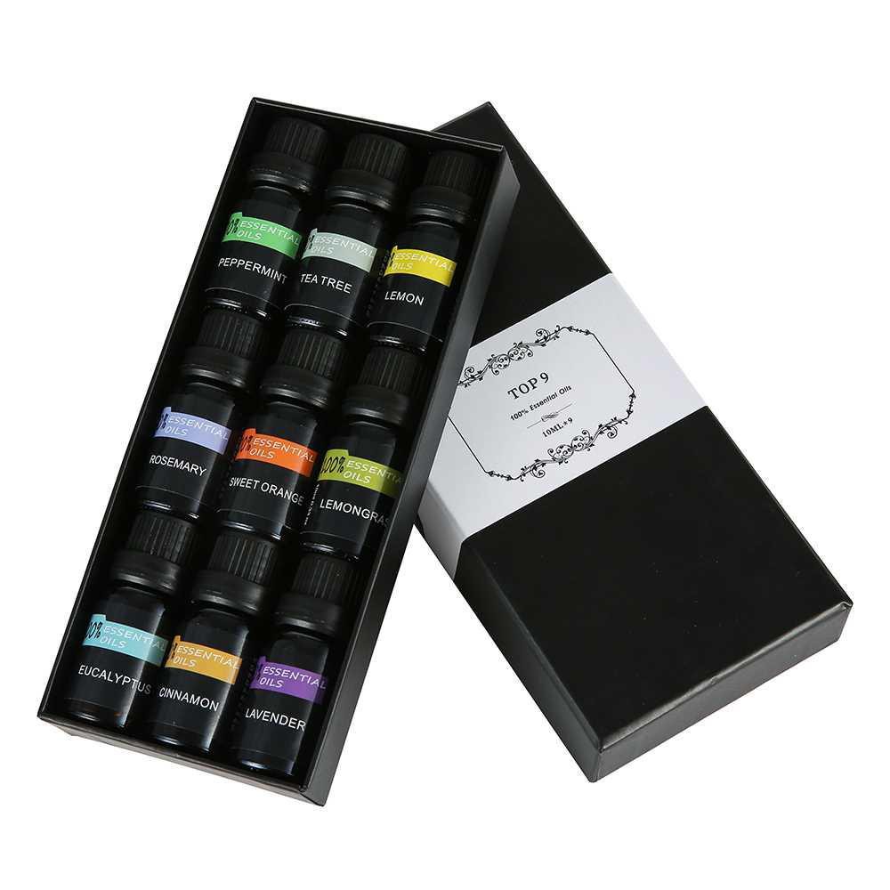 Eighteen Pure Essential Fragrance Oils Aromatherapy 10ml 9PCS - TOP9 [Hitam]