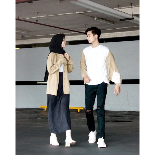 Kemeja Outer Couple Set Korean Style - Kemeja Oversize Pria Wanita - Baju Couple