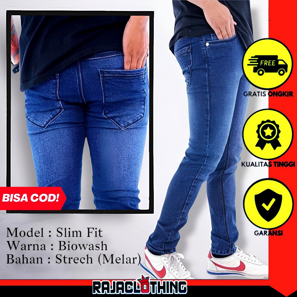 RCL - Celana Jeans Pria Jeans Cowok Slimfit Pensil Skinny Black Wosh Abu Biru Muda