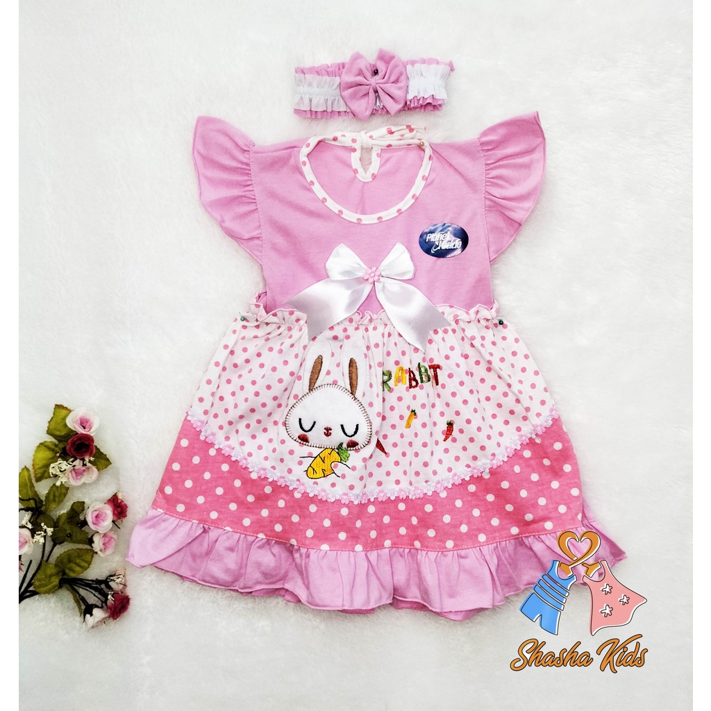 [S-40] Baju Bayi Perempuan/Dress Bayi Perempuan Planet KidsMurah 0-6bln Bonus BANDANA