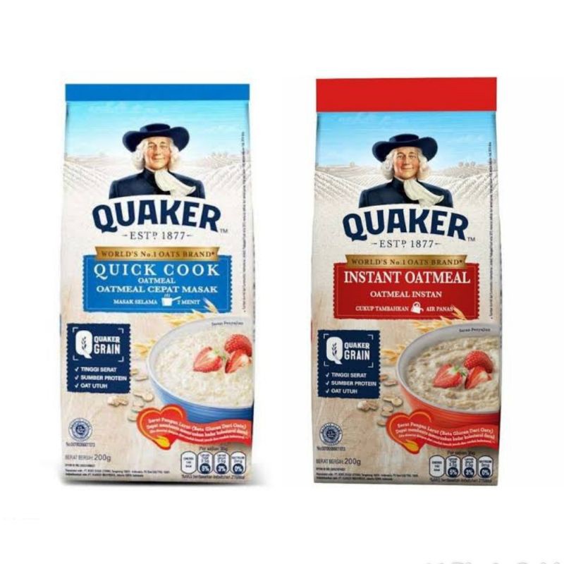 

ROLLED OATS | QUAKER QUICK COOK / INSTAN OATMEAL 200GR ALL VARIANT | VEGAN FOOD | OATMEAL