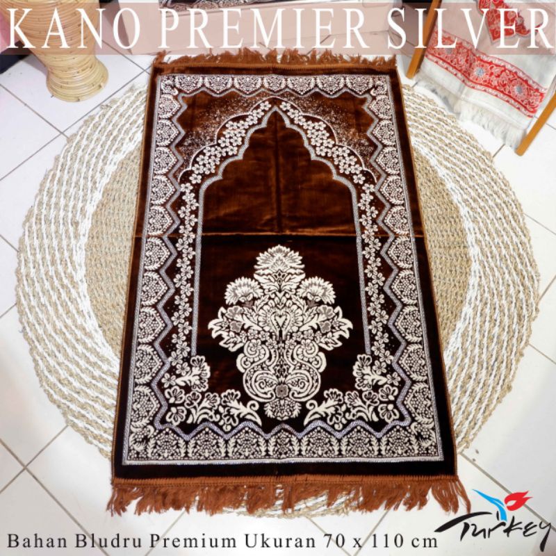 SAJADAH BLUDRU TURKY PREMIUM KANO PERAK/SILVER BULU PADAT DAN LEMBUT