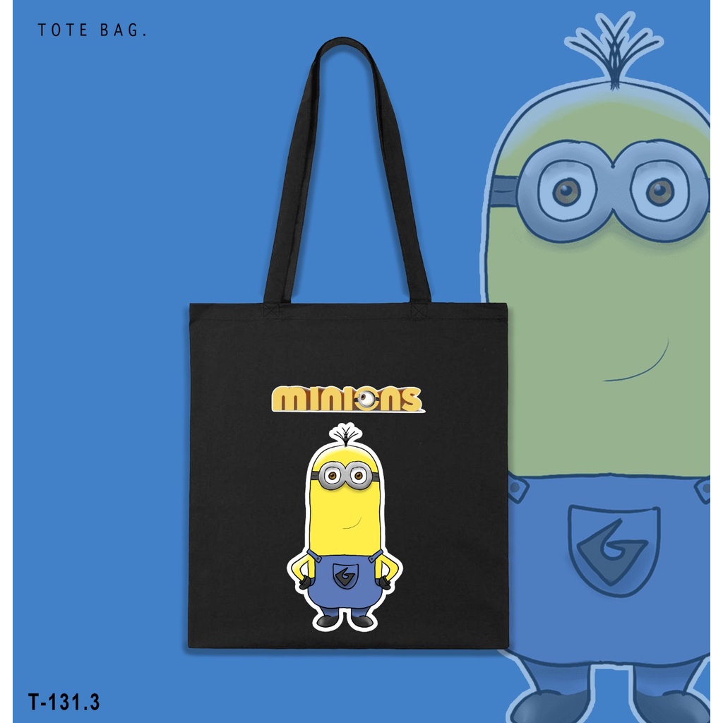 TOTE BAG WANITA / MINIONS /  TAS LES / TAS SANTAI / TAS KULIAH / GAMBAR TAHAN LAMA / CUSTOM TOTEBAG