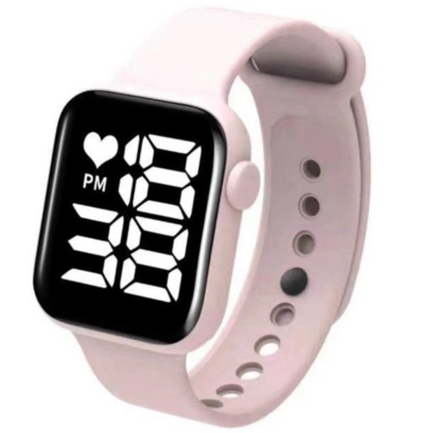 WBS Jam Tangan LED Digital Pria Wanita Rubber Electronic Fashion Couple Anak Remaja Import Premium JF073-PINK