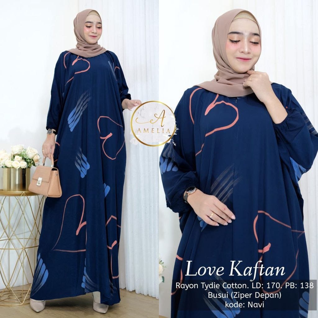 Husna Kaftan Wanita Size Super Jumbo XXXXL Rayon Tebal Motif Cap Kuas Lukis Busui Resleting Lengan Panjang Gamis Rayon Kaftan Jumbo