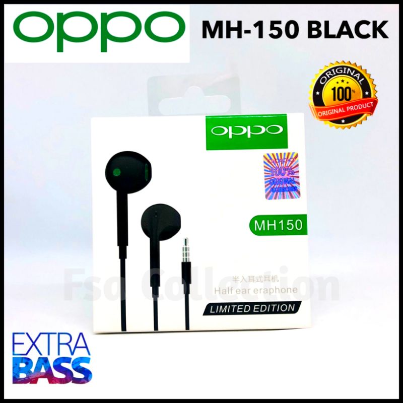 [BLACK SERIES] EARPHONE OPPO BASS STEREO HEADSET OPPO A5/A9/A3S/A5S/A15/A16/A33/A53/A52/A92/A54/A74 oppo black series