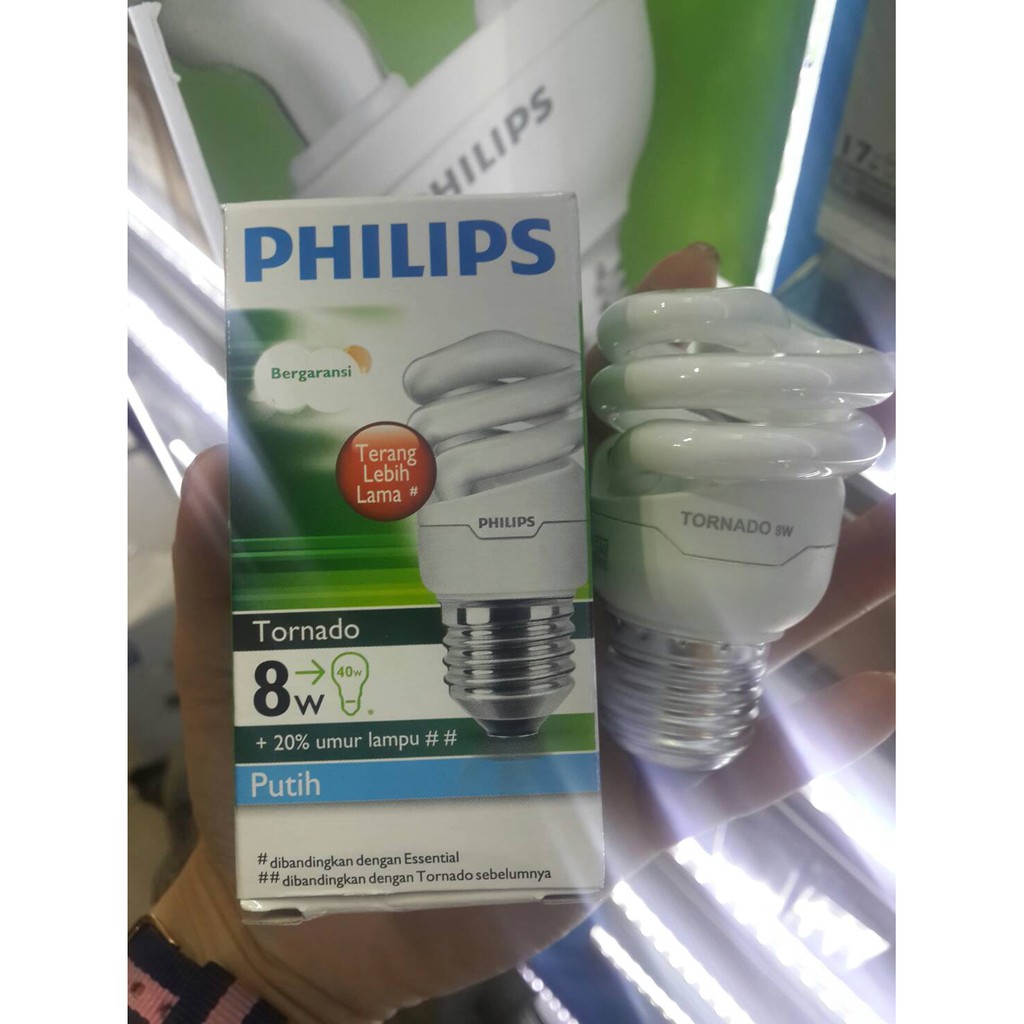 Bola Lampu PHILIPS Tornado 8Watt Putih I Kuning