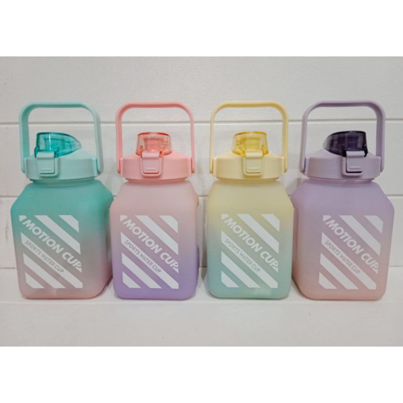 0TERBARU BOTOL MINUM KOTAK GRADASI -UK 1500 PLUS STIKER &amp;TALI PANJANG