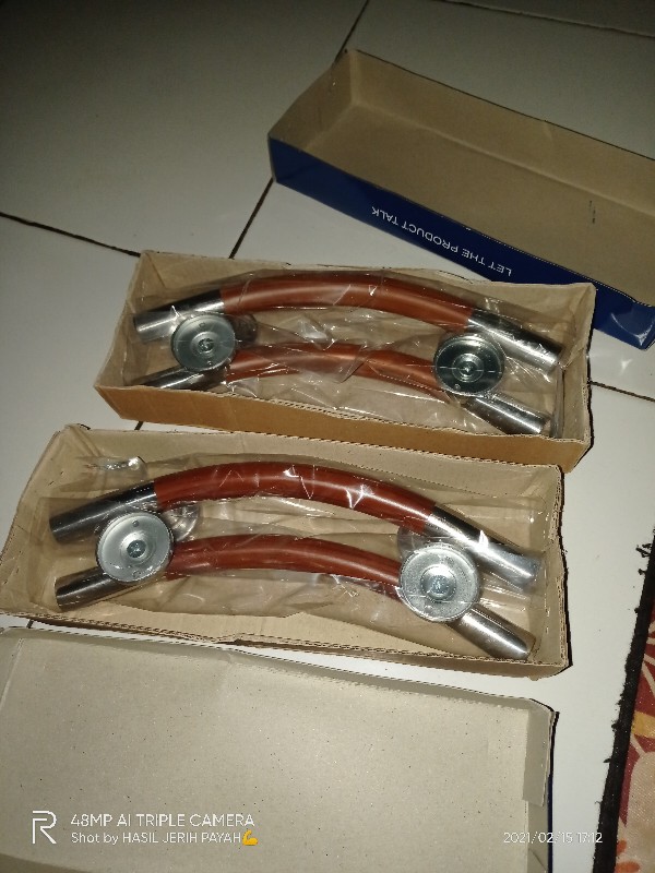 Handle Pintu Rumah 25 Cm Bulat Sabit D2cm Tarikan Pintu Kayu Gagang Pintu Kunci Pintu Natural Coklat