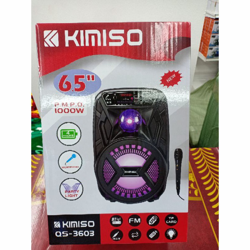 Promo Terbaru!!! Speaker Bluetooth Portable KIMISO QS-3603 Gratis Microphone Speaker Karaoke 6.5&quot; Inchi Extra Bass Berkualitas Original