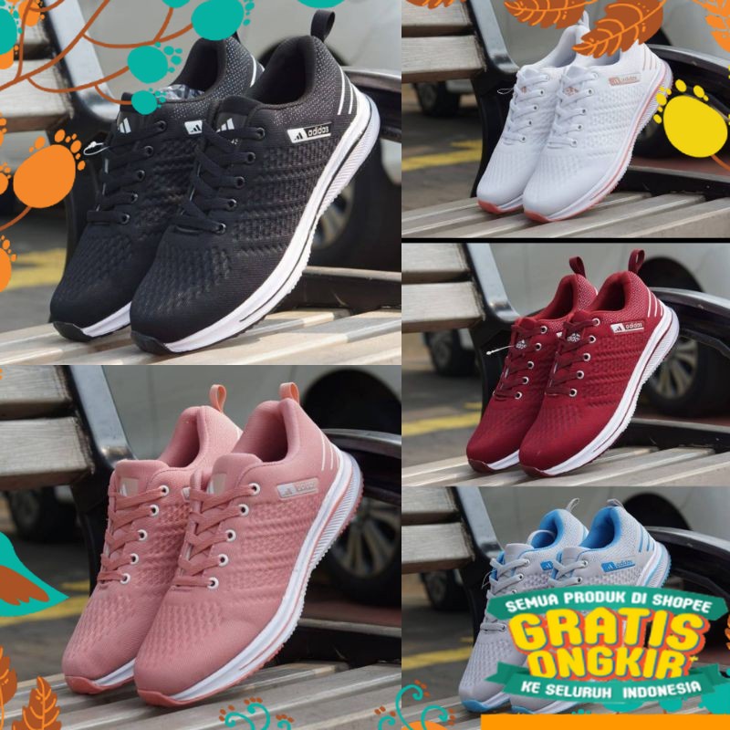 HITAM PUTIH MERAH BIRU KUNING HIJAU / SEPATU SPORT RUNNING CEWEK ADIDAS ZOOM SIZE 37-40