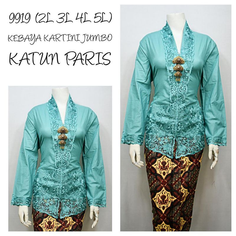 Jual Indah Kebaya Encim Jumbo Modern Lengan Panjang Bordir Senada Katun