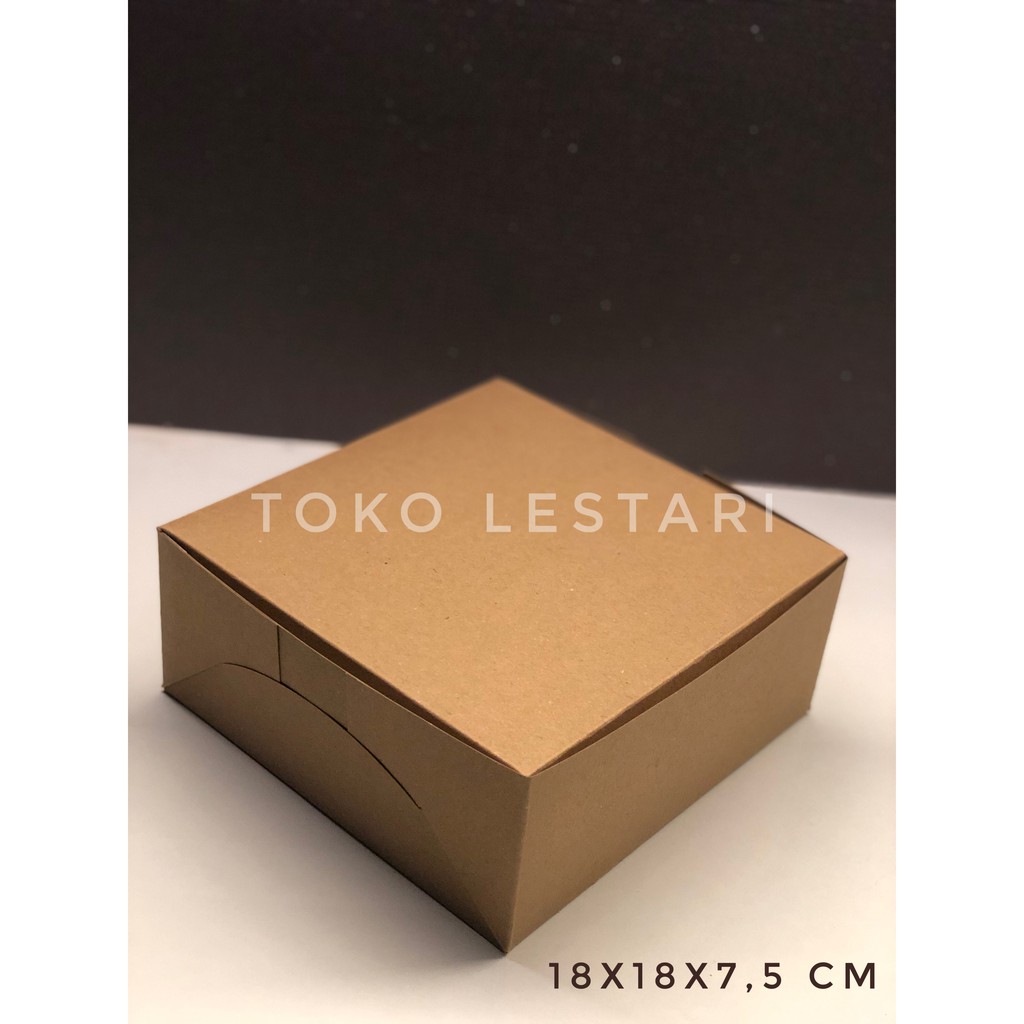 Box Kraft Coklat Dus untuk Kotak Packing Kue Roti Snack 18 x 18 x 7.5 CM