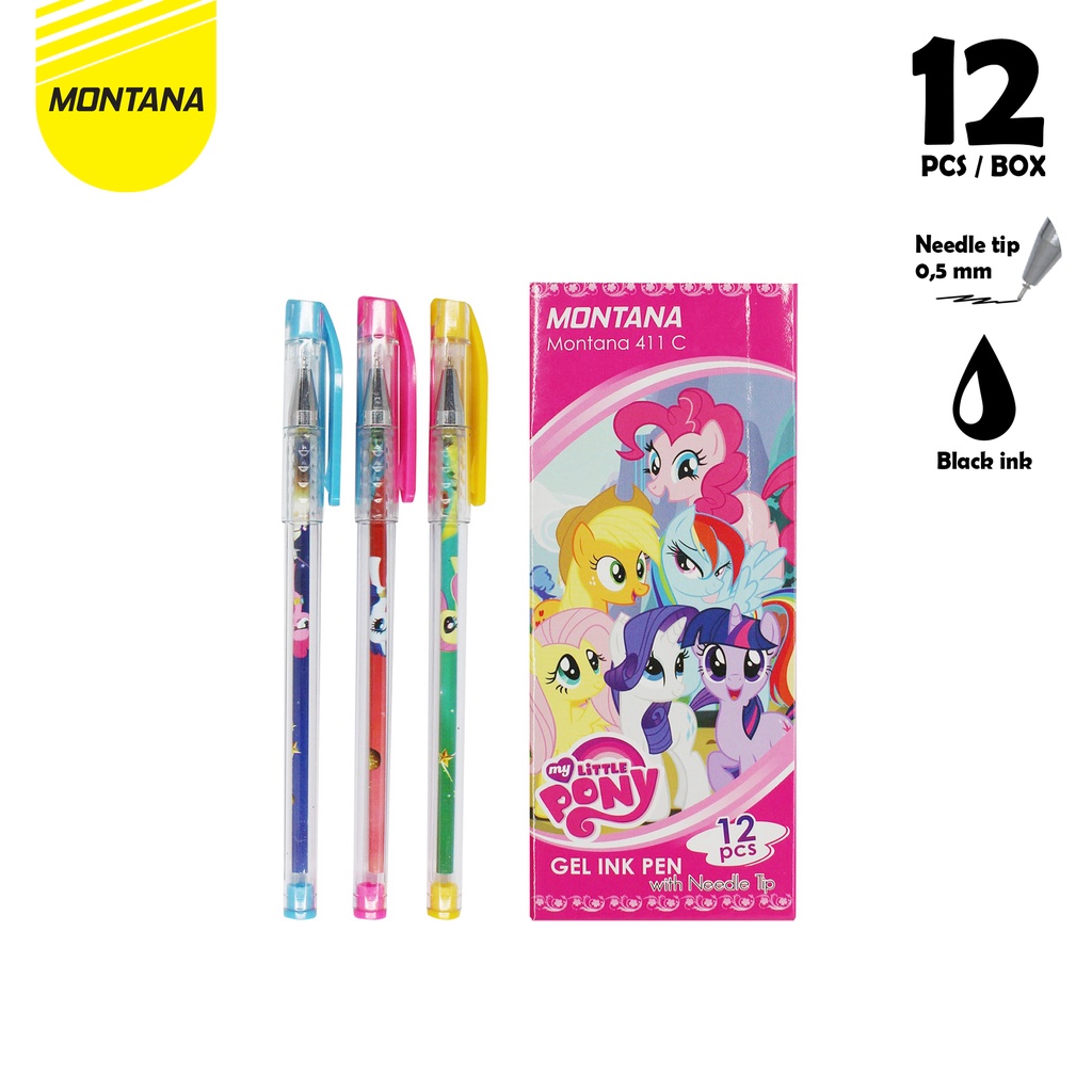

MONTANA Pulpen Pena Gel 0.5mm 12 Pcs Ballpoint Pen Alat Tulis 411 C-UNICORN