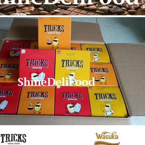 

TERBARU Paket 1 Dus - Campur 4 Rasa Snack Tricks Baked Crips - isi 24 box ✈