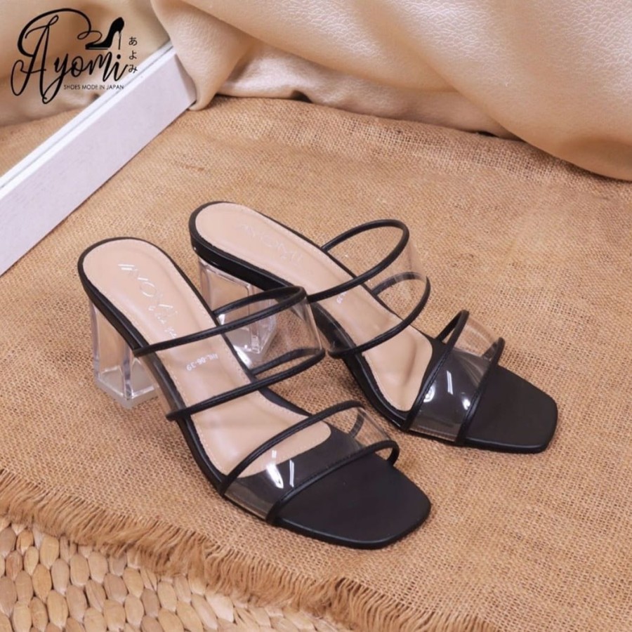 Sandal Hak Tahu Kaca / Hak Tahu Transparan / High Heels Wanita / HAK KACA TAHU PREMIUM US85