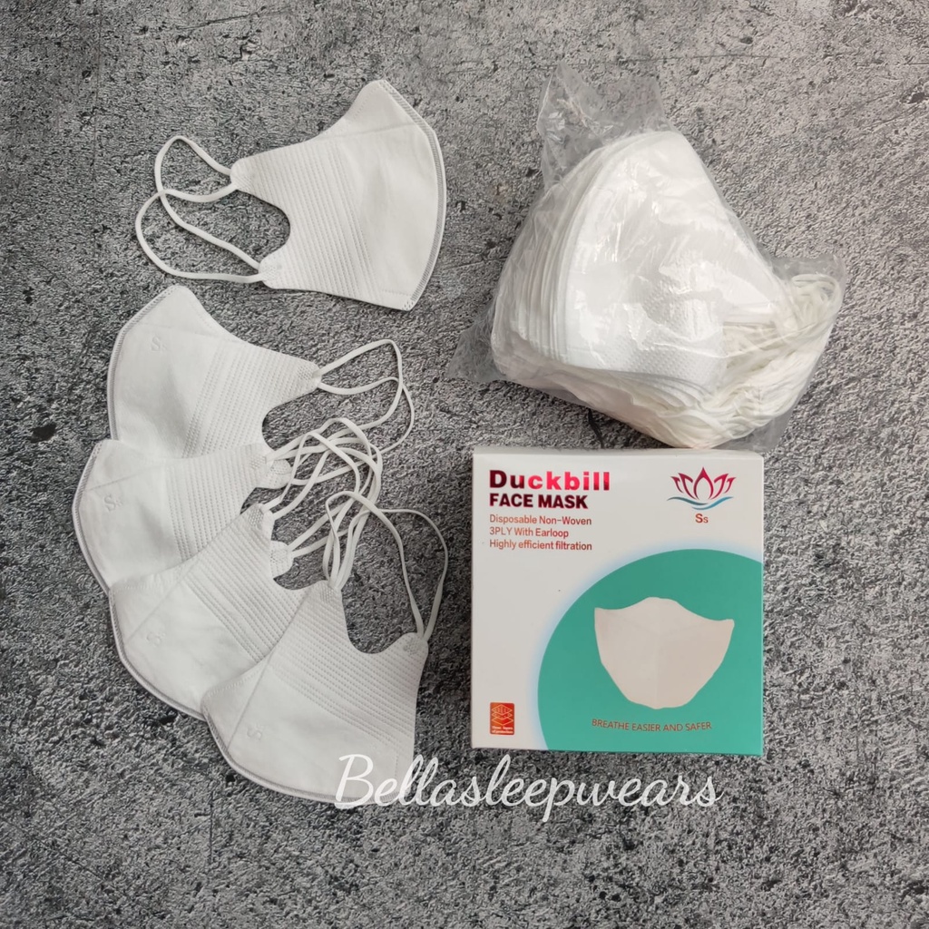 SS DUCKBILL - MASKER DUCKBILL 3PLY SS EMBOS FACE MASK PUTIH HITAM