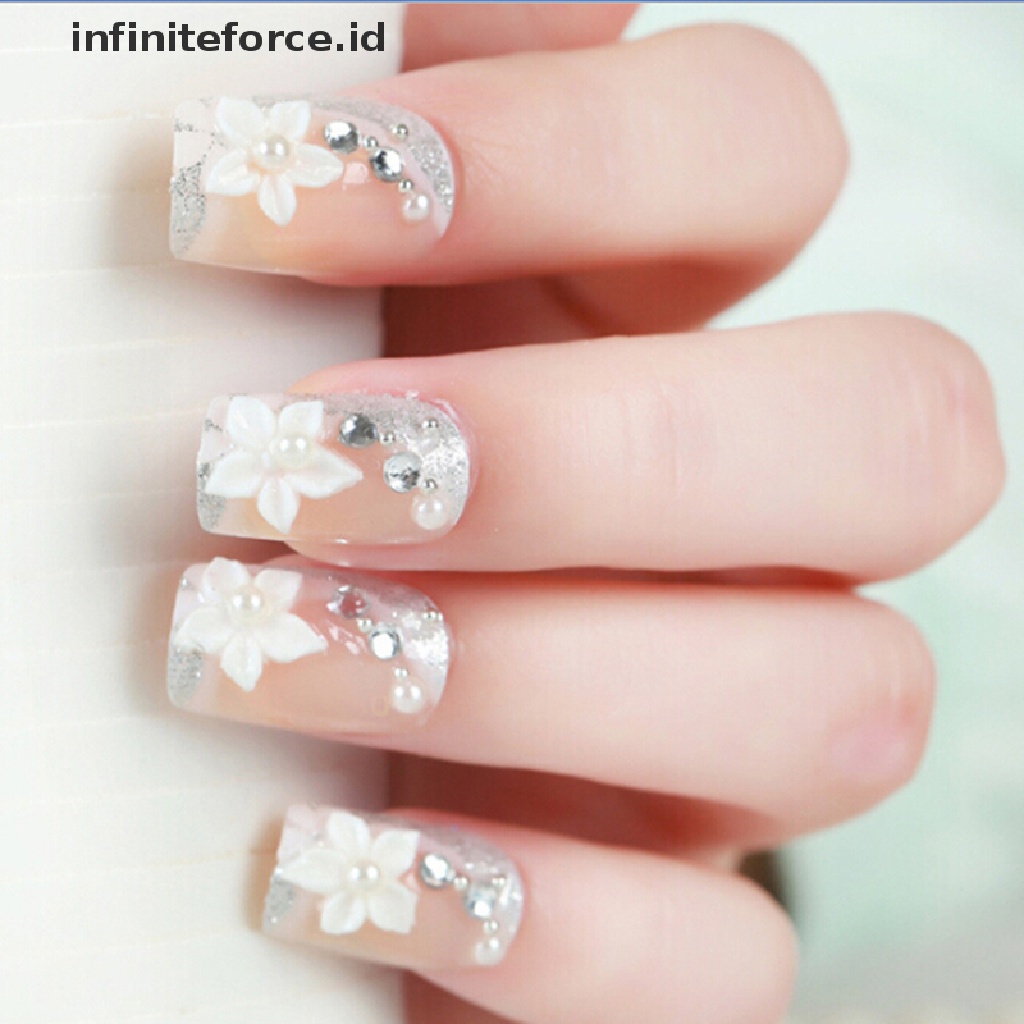 Infiniteforce.id 24Pcs / Set Kuku Palsu Akrilik Full Cover Untuk Nail Art Diy