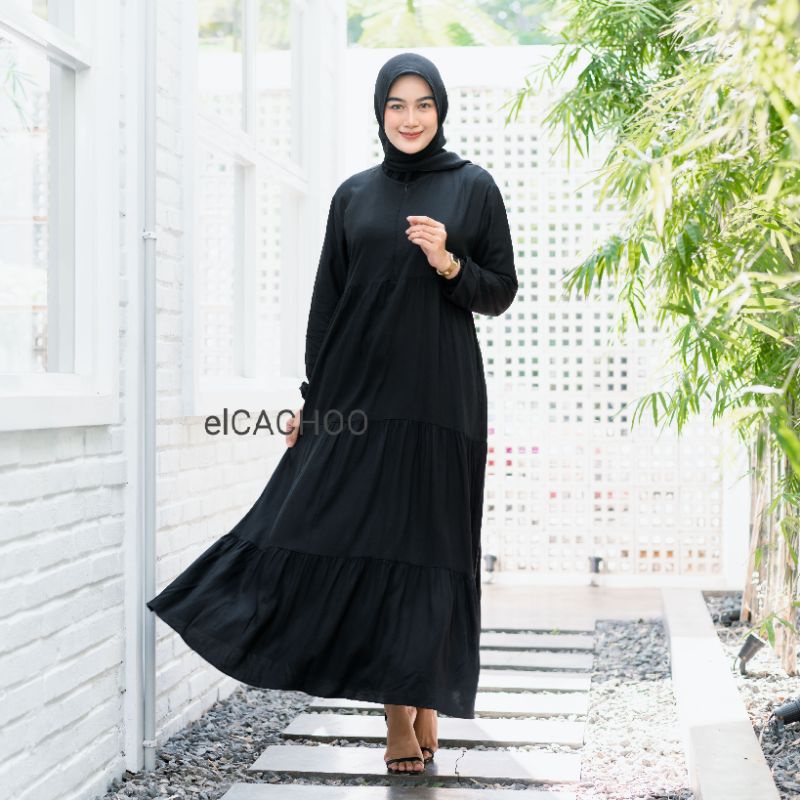 Nadhif dress premium by elCACHOO homeydress terbaru gamis adem rayon uniqlo baju gamis Rempel susun 