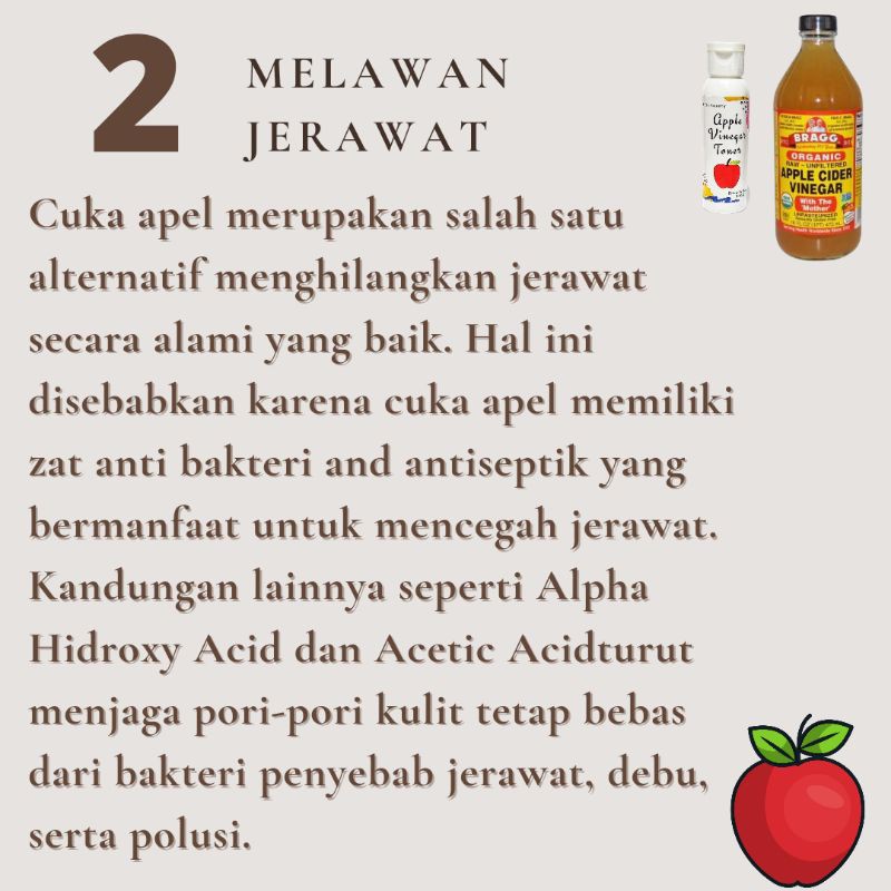 BRAGG APPLE CIDER VINEGAR  100ml 1:2 TONER ATASI JERAWAT