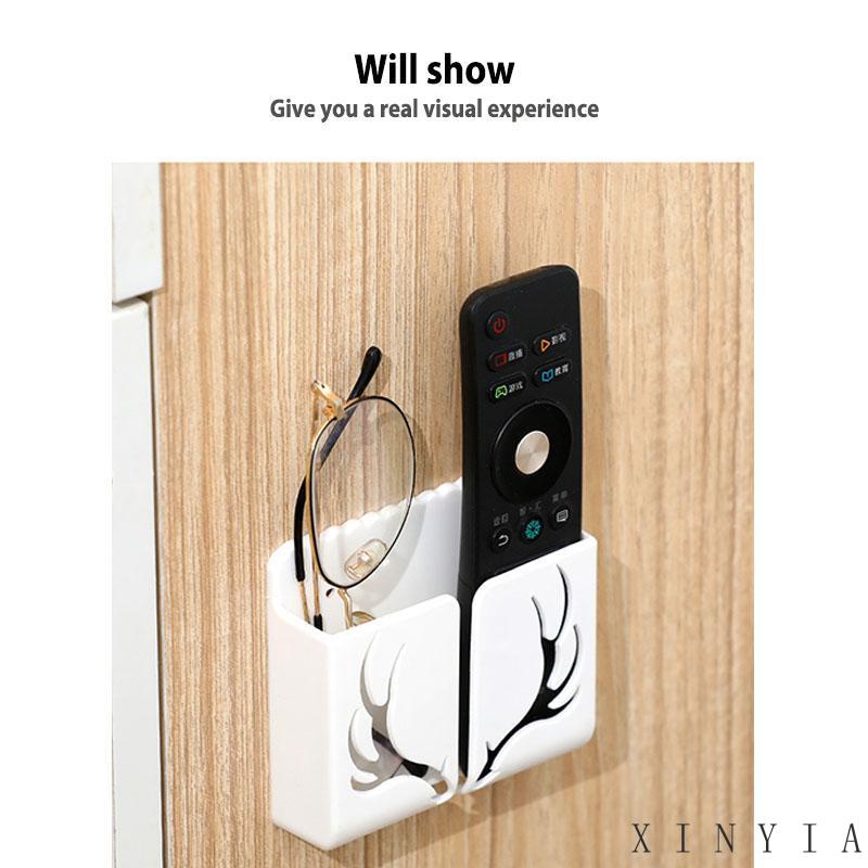 Xia.id Rak Gantung Dinding Desain Tanduk Rusa Holder Remote Control Handphone Untuk Kamar Tidur