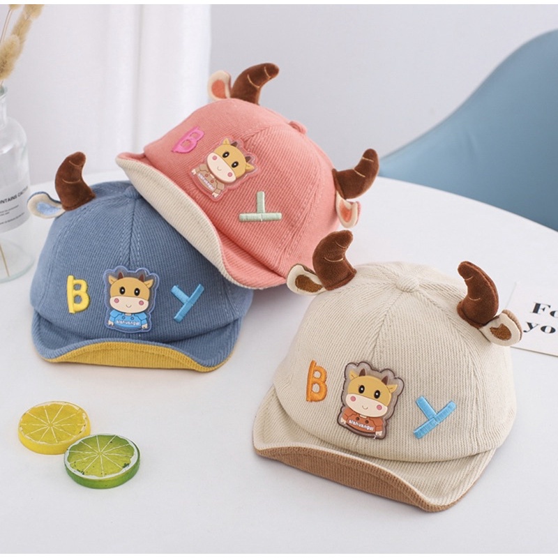 Topi Baseball Anak Bayi Balita Model Cute Cow Untuk Anak Laki Anak Perempuan 3D