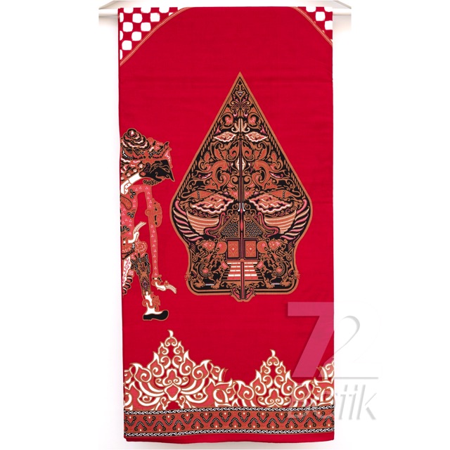 KAIN BATIK PREMIUM Bahan Katun Motif Wayang Warna Merah Putih Orange 727139 Cap 72 Jarik Jarit Samping Kebat Panjang Batik Katun Modern Premium Bahan Seragam Batik Pernikahan Kantor Keluarga Murah Kamen Jadi Batik Bali Lembaran