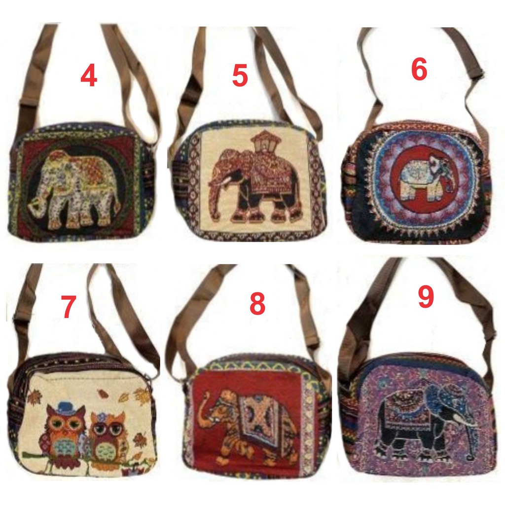 Tas Selempang Thailand oleh oleh slempang Sling Bag Gajah tas Bangkok souvenir termurah import